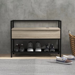 Banco Sapateira com Arrumação – Chamonix – 84x39,5x61 cm – Preto e Mad