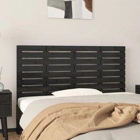 vidaXL Cabeceira de parede 141x3x63 cm madeira de pinho maciça preto