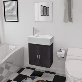 272227 vidaXL Móveis casa de banho 3 pcs e conjunto de bacia preto