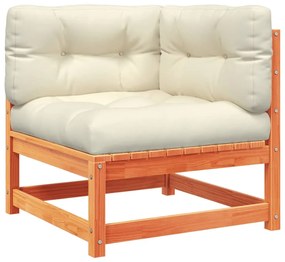 6 pcs conj. sofás jardim almofadões pinho maciço castanho cera