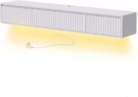 HOMCOM Móvel de TV Suspenso Flutuante 160 cm com Iluminação LED e Tomadas, Móvel para TV 183 cm, Branco | Aosom Portugal