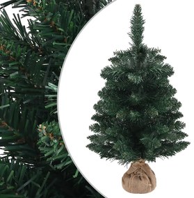 vidaXL Árvore de Natal artificial com suporte 60 cm PVC verde