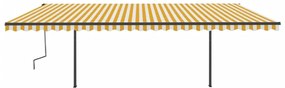Toldo autom. c/ LED e sensor de vento 6x3,5 m amarelo e branco
