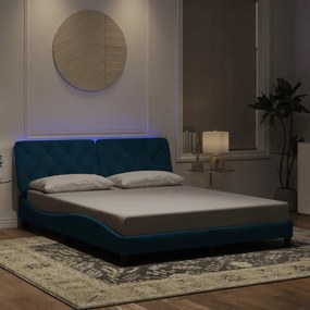 vidaXL Estrutura de cama c/ luzes LED 160x200 cm veludo azul