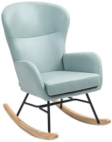 HOMCOM Poltrona Baloiço Estofada em Veludo com Assento Acolchoado Apoio para os Braços e Pés de Madeira de Faia 65x87x102 cm Verde Claro | Aosom Portugal