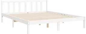 Cama sem colchão 160x200 cm madeira de pinho maciça branco