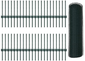 Posts de Cerca vidaXL 11 pcs U-Channel Verde 40 cm Aço