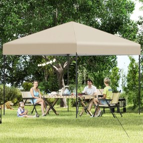 Tenda dobrável com bolsa de transporte e altura ajustável em 3 posições para jardim,festas, eventos 295 x 295 cm bege