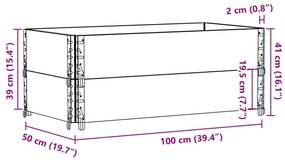 Vaso/floreira para jardim 100x50 cm pinho maciço castanho