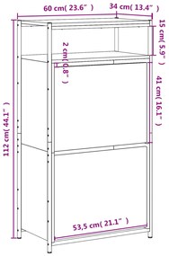 Sapateira 60x34x112 cm derivados de madeira cinzento sonoma