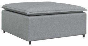 Sofá modular com pufes e almofadas tecido cinzento-claro