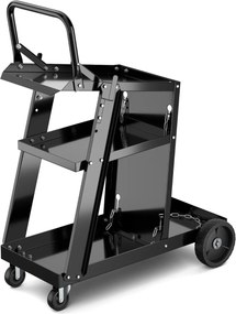 Carrinho de soldagem de 3 níveis 70 x 38 x 87 cm  (MAQUINA NÃO INCLUIDA) com 2 correntes de segurança, rodas giratórias, 2 ganchos laterais e capacida