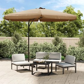 vidaXL Guarda-sol de jardim c/ poste de aço 300cm cinzento-acastanhado