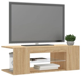 Móvel de TV com luzes LED 90x39x30 cm carvalho sonoma