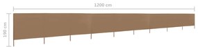 Para-vento com 9 painéis em tecido 1200x160cm cinza-acastanhado