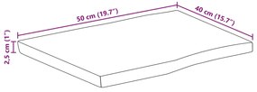 Tampo de mesa c/ borda viva 50x40x2,5 cm mangueira maciça