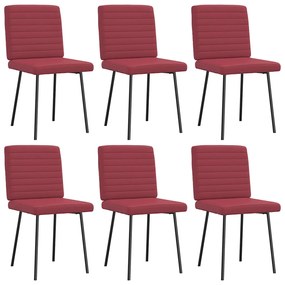 Cadeiras de jantar 6 pcs couro artificial vermelho-tinto