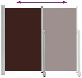 Toldo lateral retrátil para pátio 140x300 cm castanho