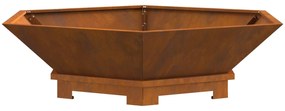 Fogueira Hexagonal vidaXL 100x100x28 cm Aço Envelhecido