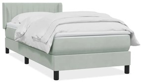 Cama com molas/colchão cinzento-claro 90x220 cm veludo