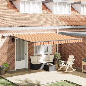 vidaXL Toldo Retrátil Manual com LED Amarelo e Laranja 400x300 cm