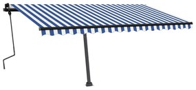 Toldo retrátil manual independente 450x300 cm azul e branco