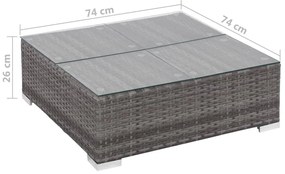 6 pcs conjunto lounge de jardim c/ almofadões vime PE cinzento