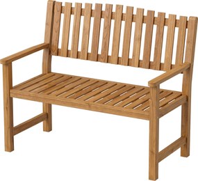 Banco de jardim 112 x 64 x 92 cm, de 2 lugares, carga máxima de 320 kg, com braços, madeira de acácia natural