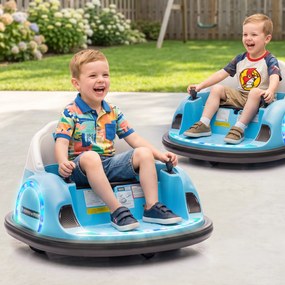 Carrinho de Choque Elétrico Infantil, 66,5 x 64,5 x 39 cm, Rotação de 360°, Azul