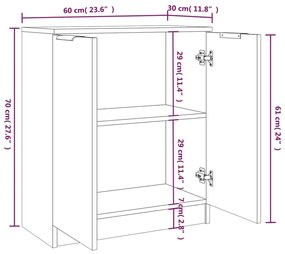 Aparadores 2 pcs 60x30x70 cm madeira processada cinza cimento
