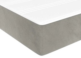 Colchão de molas ensacadas 100x210x20 cm veludo cinza-claro