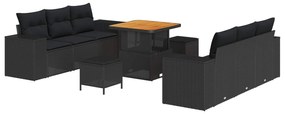 vidaXL Conjunto de Sofá de Jardim 9 pcs Preto Rattan de Polipropileno