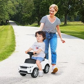 Andarilho para crianças forma de carro de 12 a 36 meses com buzina, sons e espaço para guardar Brinquedo para sentar e deslizar Branco