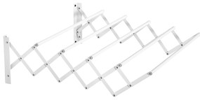 HOMCOM Estendal de Parede Extensível de 63,5cm de Metal com 5 Barras para Interior e Exterior Carga 10kg 63,5x60x20cm Branco