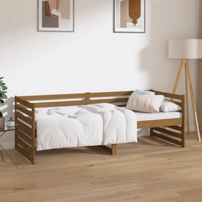 Sofá-cama 80x200 cm madeira de pinho maciça castanho mel