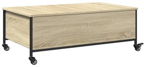 Mesa de centro com rodas derivados de madeira carvalho sonoma