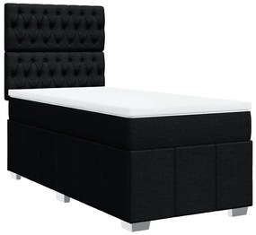 Cama com molas/colchão 90x200 cm tecido preto