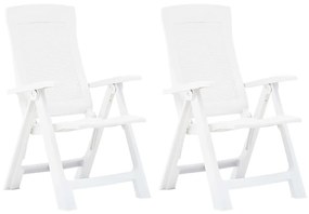 Cadeiras de jardim reclináveis 2 pcs plástico branco