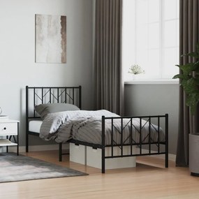 vidaXL Estrutura de cama com cabeceira e pés 80x200 cm metal preto