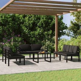 vidaXL 7 pcs conjunto lounge jardim com almofadões alumínio antracite