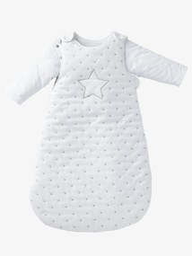 Agora -15%: Saco de bebé com mangas amovíveis, tema Chuva de estrelas branco/estrelas