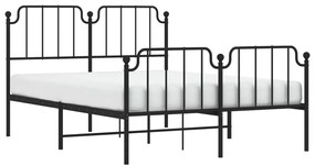 Estrutura de cama com cabeceira e pés 140x200 cm metal preto