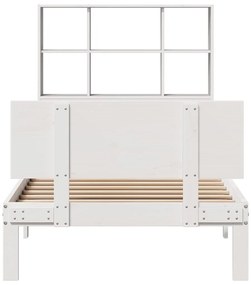 Cama com estante sem colchão 90x190 cm pinho maciço branco