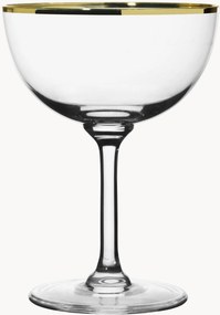 Taças de champanhe em cristal artesanal Gold Rim, conjunto de 6