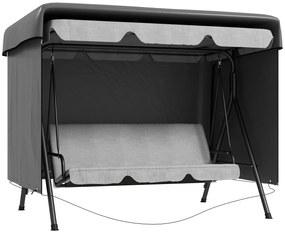 Outsunny Capa Protetora para Baloiço de Jardim de 3 Lugares 215x155x150 cm Impermeável com Fecho de Correr Cinza Escuro