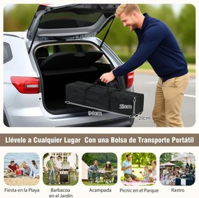 Tenda Pop Up, Jardim, Festas, eventos 360 x 220 x 240-270 cm com Bolsa de Transporte 9 Estacas 4 Cordas de Vento Cinzenta