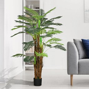 Palmeira artificial, 1,6 m de altura. Árvore artificial com tronco, ramos, líquen e folhas. Muito realista. Vaso incluído Verde
