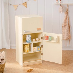 Frigorífico de brincar em madeira para crianças, 78,3 x 35,5 x 30,5 cm cor creme
