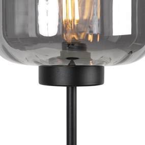 LED Candeeiro de pé inteligente preto com vidro fumê incl. Wi-Fi ST64 - Qara Design