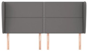 Cabeceira cama c/ abas couro artif. 183x23x118/128 cm cinzento